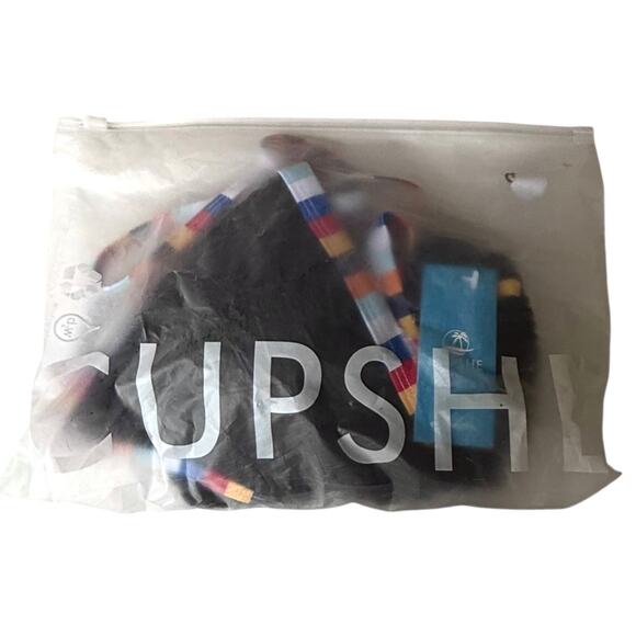 NEW Cupshe SWIMSUIT Women's MED Black Waffle Knit Bikini Bralette & Bottoms Set - Picture 7 of 13